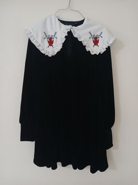 killstar wake the dead shirt dress Killstar | Dresses | Killstar Size S Gothic Wake The Dead Shirt Dress Black  Lace Ruffles Button Front